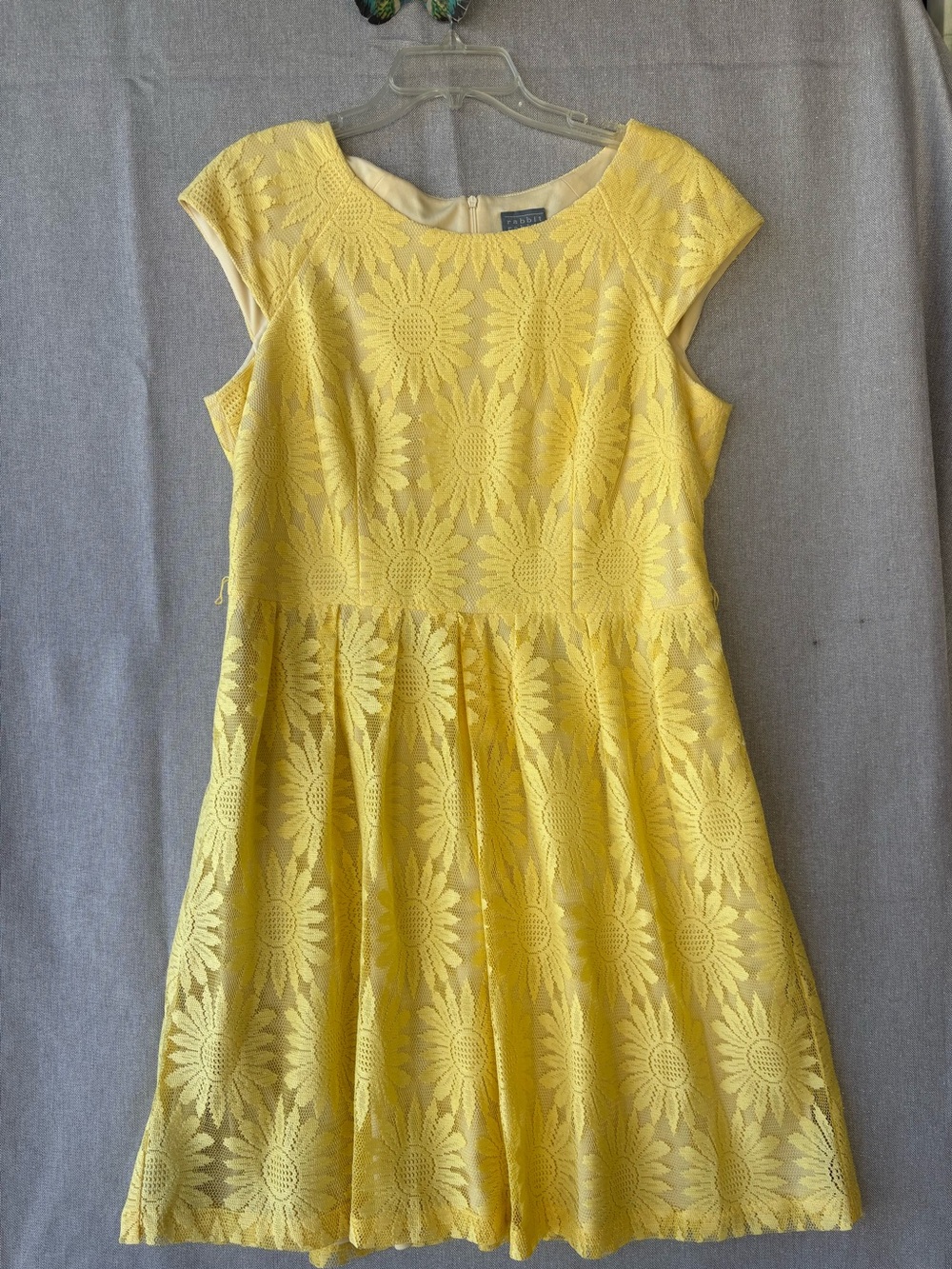 Rabbit Rabbit Rabbit Yellow Floral Lace Dress